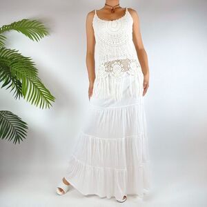 Vintage Y2K White Floral Crochet Beachy Boho Cottagecore Cami Top / Size: One